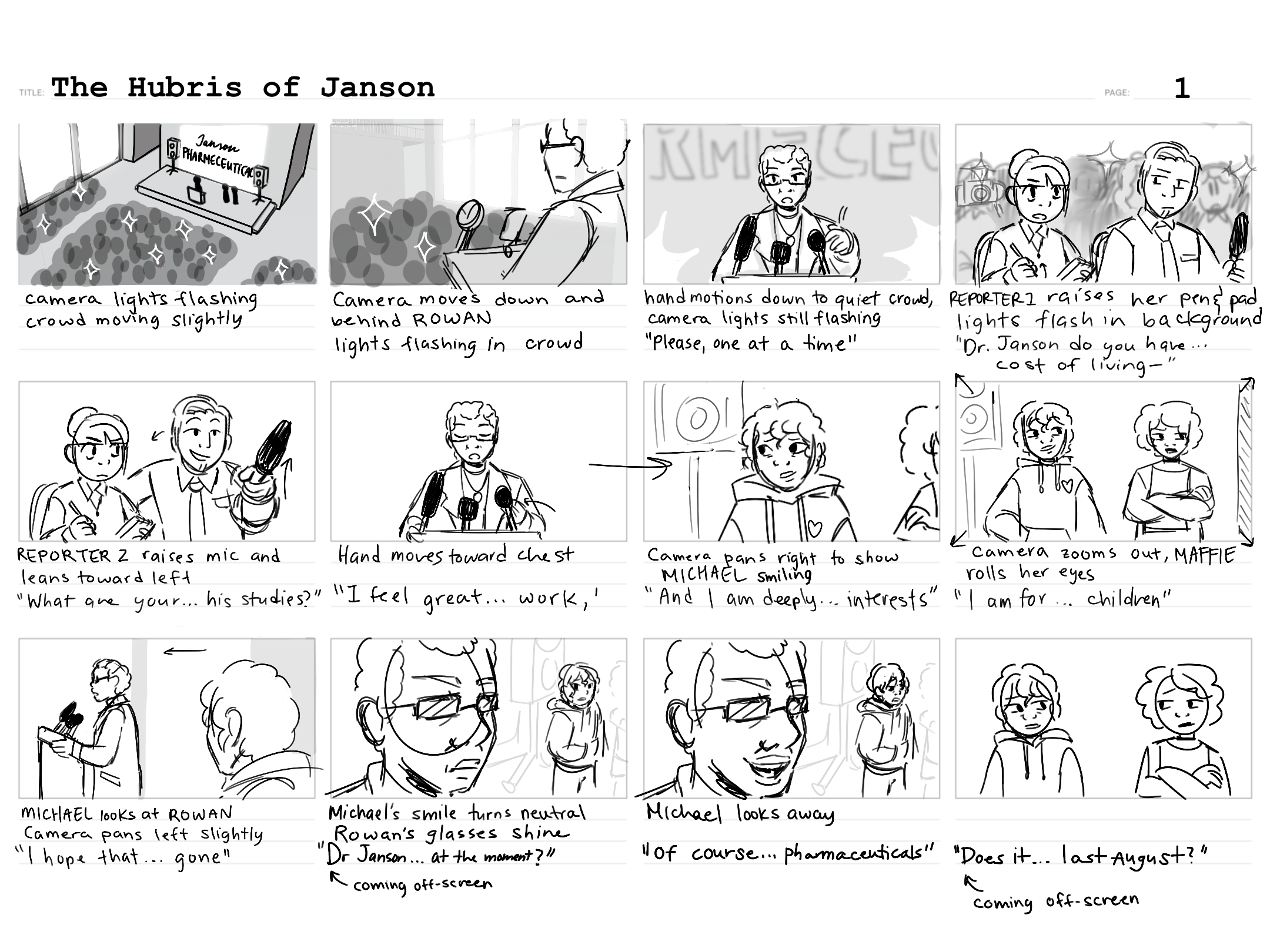 Hubris of Janson Storyboards Page 1